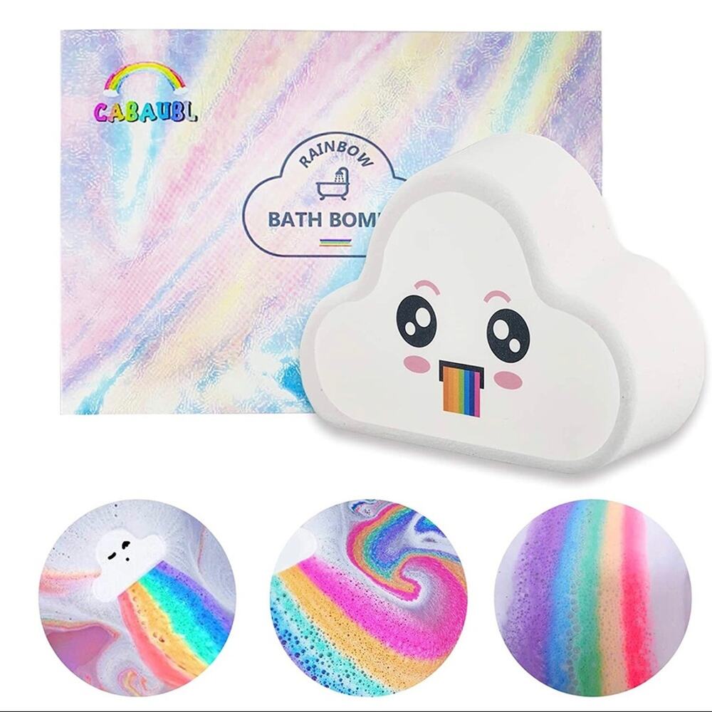 Rainbow Bath Bombs (2 Packs), Large Size 6.35oz Organic Bath Bomb